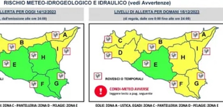 Maltempo, allerta gialla, previsti temporali, “massima prudenza”