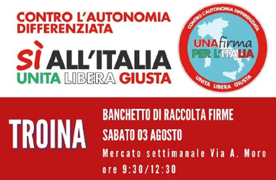 No all’Autonomia differenziata, banchetti a Troina